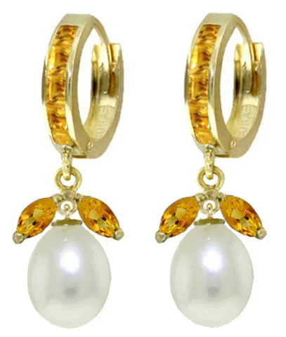 10.3 Carat 14K Solid White Gold Pearl Proud Citrine Pearl Earrings