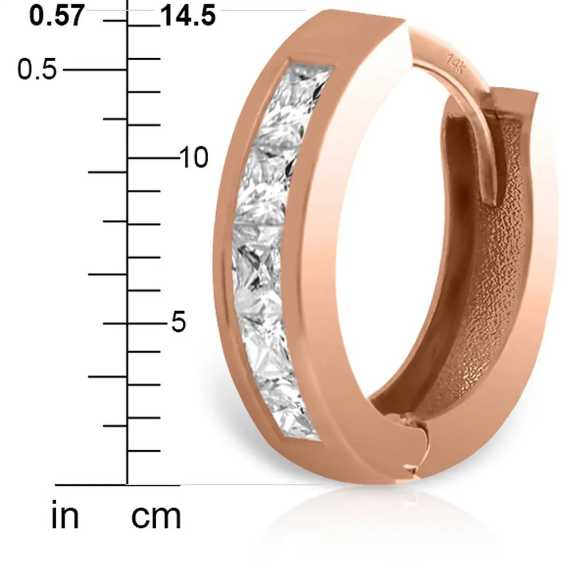 1.2 Carat 14K Solid Rose Gold Hoop Huggie Earrings Rose Topaz