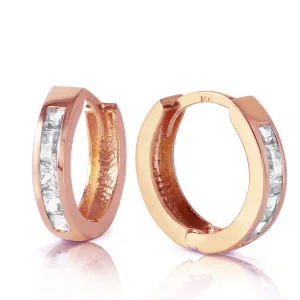 1.2 Carat 14K Solid Rose Gold Hoop Huggie Earrings Rose Topaz