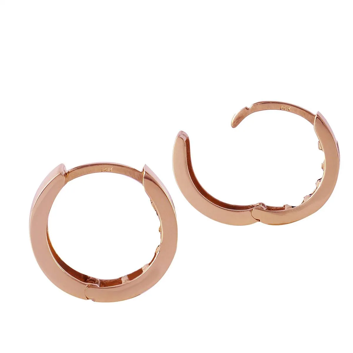 1.2 Carat 14K Solid Rose Gold Hoop Huggie Earrings Rose Topaz