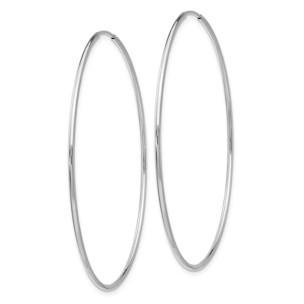 1.2mm x 54mm 14k White Gold Polished Endless Tube Hoop Earrings