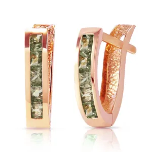 1.3 Carat 14K Solid Rose Gold Huggie Earrings Green Natural Sapphire