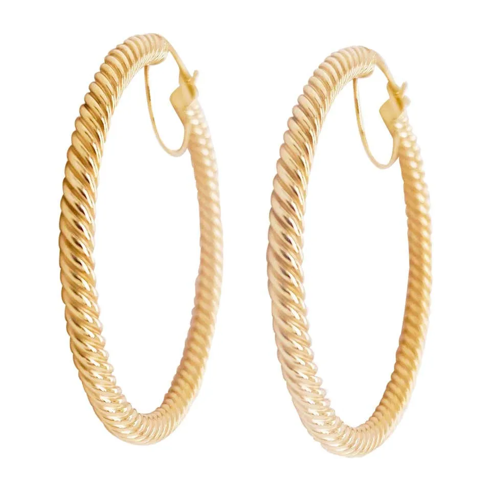 14 Karat Gold Twisted Hoop Earrings