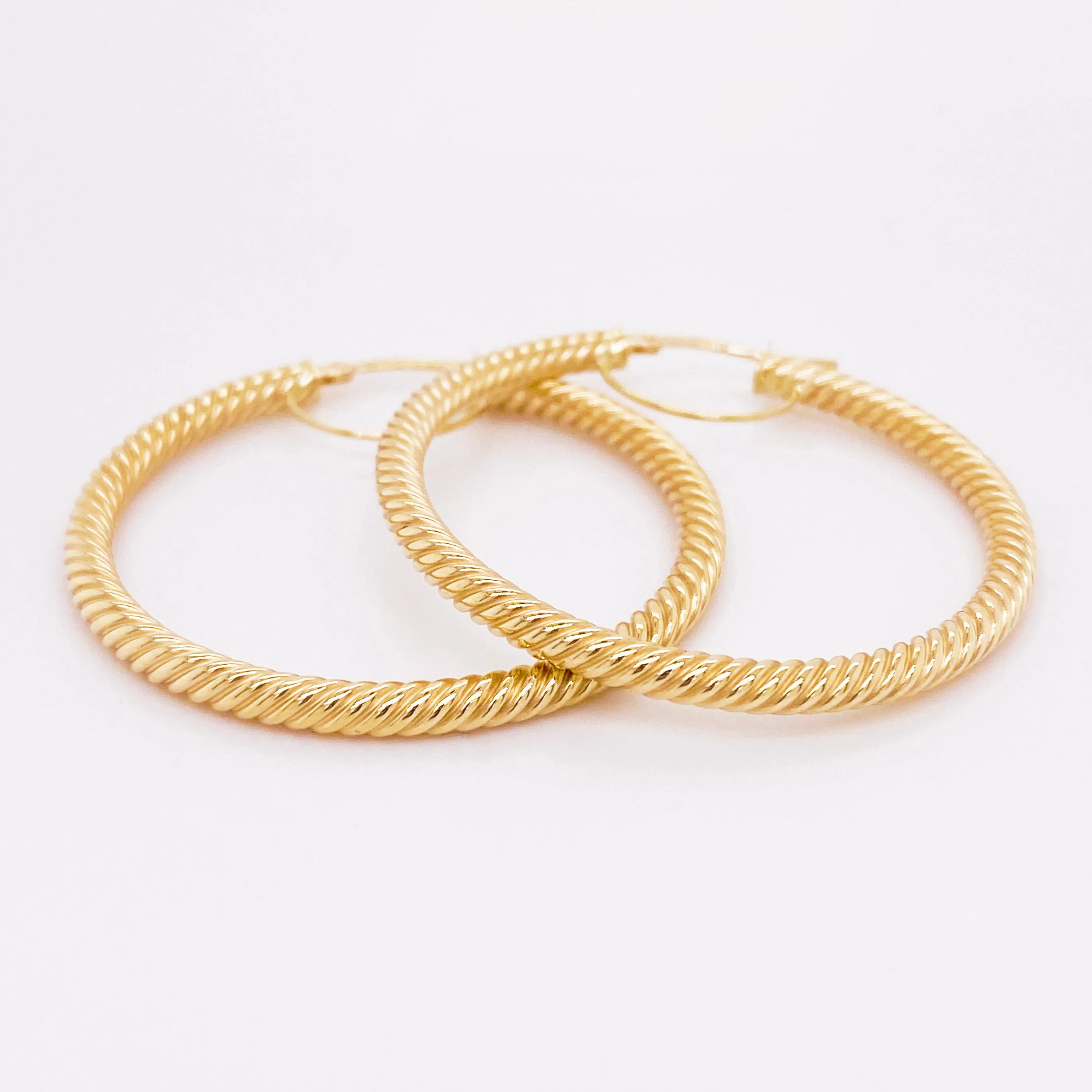 14 Karat Gold Twisted Hoop Earrings