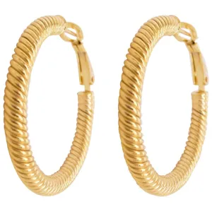 14 Karat Yellow Gold Twisted Medium Hoop Earrings