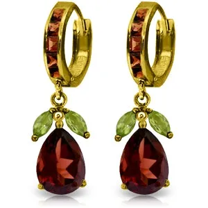 14.3 Carat 14K Solid Yellow Gold Ecstacy Garnet Peridot Earrings