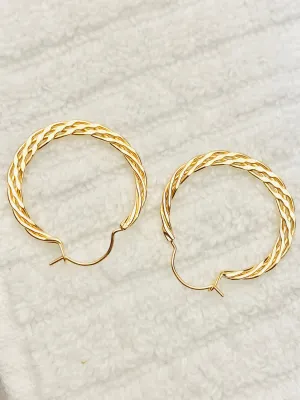 14k gold filled earrings, woven style, DE-654 Tiny