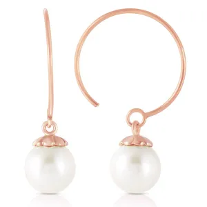 14K Solid Rose Gold Circle Wire Earrings w/ Natural Pearl