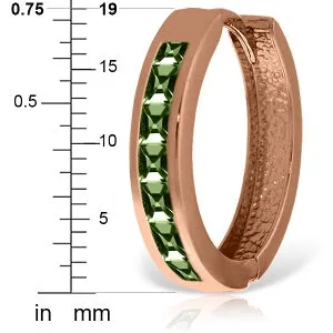 14K Solid Rose Gold Hoop Huggie Earrings w/ Green Sapphires