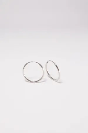 14K Solid White Gold 1.5mm Thickness Endless 20mm Hoop Earring