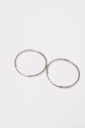 14K Solid White Gold 1.5mm Thickness Endless 25mm Hoop Earring