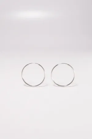 14K Solid White Gold 1.5mm Thickness Endless 30mm Hoop Earring