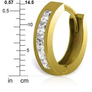 1.58 Carat 14K Solid Yellow Gold Princess Zirconia Hoops