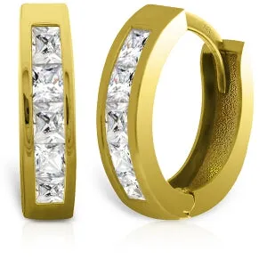 1.58 Carat 14K Solid Yellow Gold Princess Zirconia Hoops