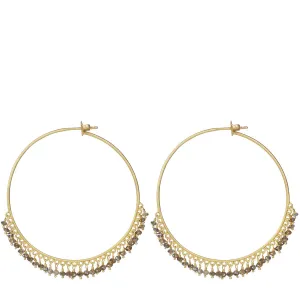 18K Gold Large Brown Diamond Endless Hoop Earrings