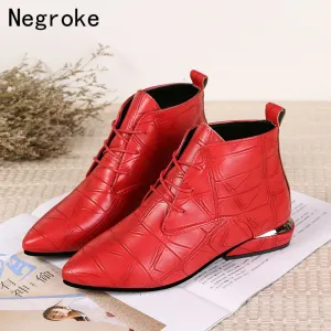 2019 Fashion Women Boots Casual Leather Low High Heels