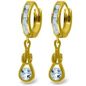 2.15 Carat 14K Solid Yellow Gold Love Knot Aquamarine Earrings