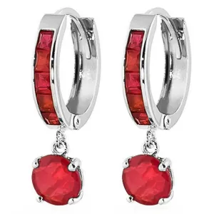 3.3 Carat 14K Solid White Gold Huggie Earrings Natural Ruby