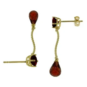 4.3 Carat 14K Solid Yellow Gold Danglings Earrings Natural Garnet