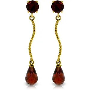 4.3 Carat 14K Solid Yellow Gold Danglings Earrings Natural Garnet