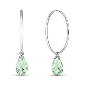 4.5 Carat 14K Solid White Gold Content Light Green Amethyst Earrings