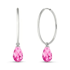 4.5 Carat 14K Solid White Gold Life In Process Pink Topaz Earrings