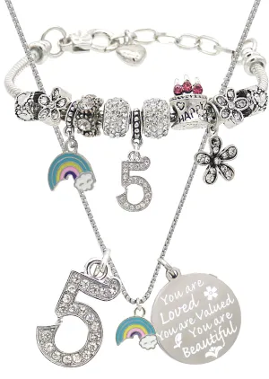 5th Birthday, 5th Birthday Gift, 5th Birthday Girl Gifts, 5th Birthday Necklace, Gifts