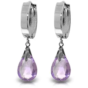 6 Carat 14K Solid White Gold Sea Of Purple Amethyst Earrings