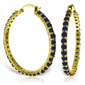 6 Carat 14K Solid Yellow Gold Alana Sapphire Hoop Earrings