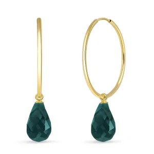 6.6 Carat 14K Solid Yellow Gold Hoop Earrings Natural Emerald