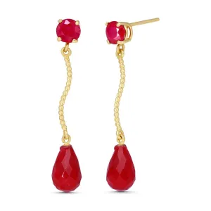 7.9 Carat 14K Solid Yellow Gold Dangling Earrings Natural Ruby