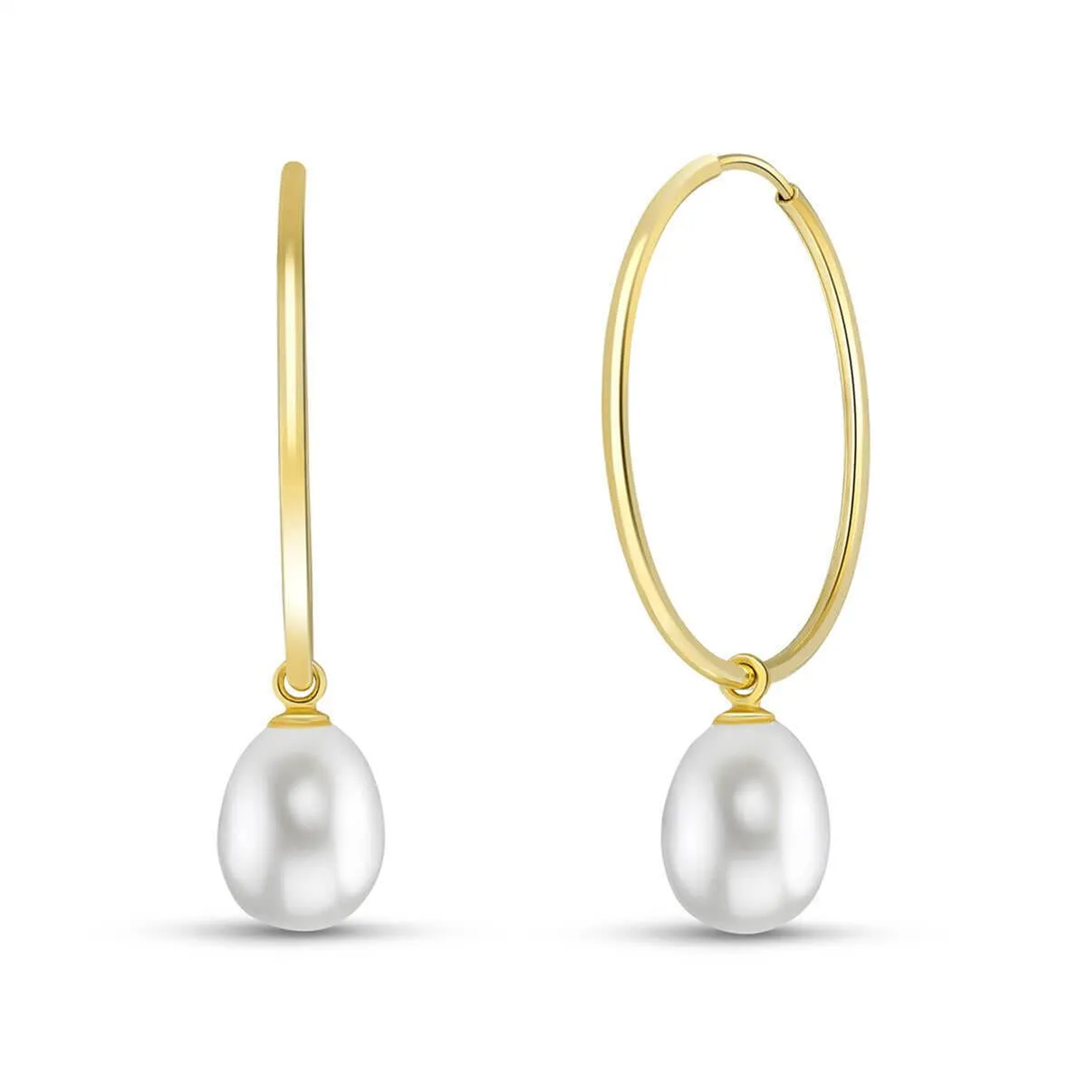 8 Carat 14K Solid Yellow Gold Margherita Pearl Earrings