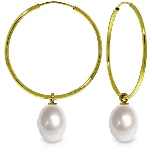 8 Carat 14K Solid Yellow Gold Margherita Pearl Earrings