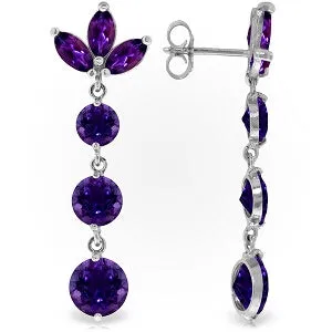 8.7 Carat 14K Solid White Gold Dangling Earrings Natural Amethyst