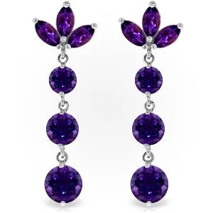 8.7 Carat 14K Solid White Gold Dangling Earrings Natural Amethyst