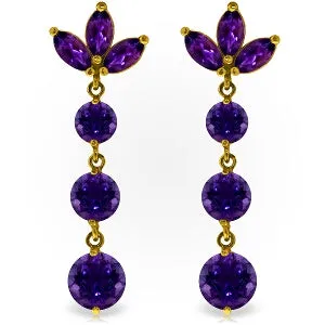 8.7 Carat 14K Solid Yellow Gold Dangling Earrings Natural Amethyst