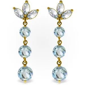 8.7 Carat 14K Solid Yellow Gold Dangling Earrings Natural Aquamarine