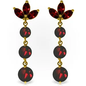 8.7 Carat 14K Solid Yellow Gold Dangling Earrings Natural Garnet