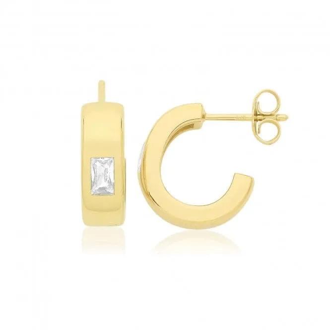 Acotis Silver Hoop Earrings Gold Plated Zirconia Set G51362GP