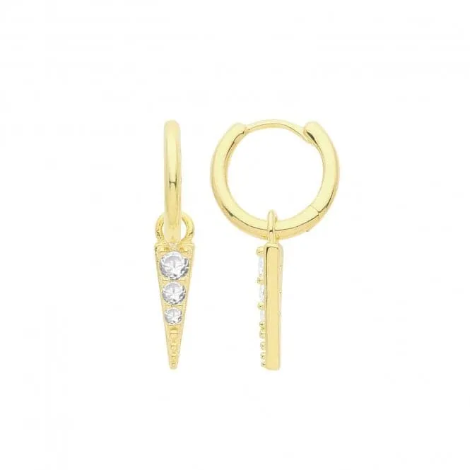 Acotis Silver Hoops Gold Plated With Zirconia Set Spike G51283GP