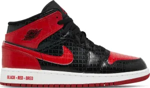 Air Jordan 1 Mid SS GS Black   Red = Bred, black