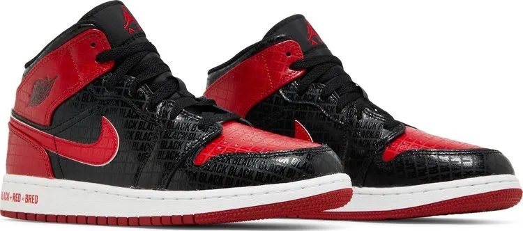 Air Jordan 1 Mid SS GS Black   Red = Bred, black