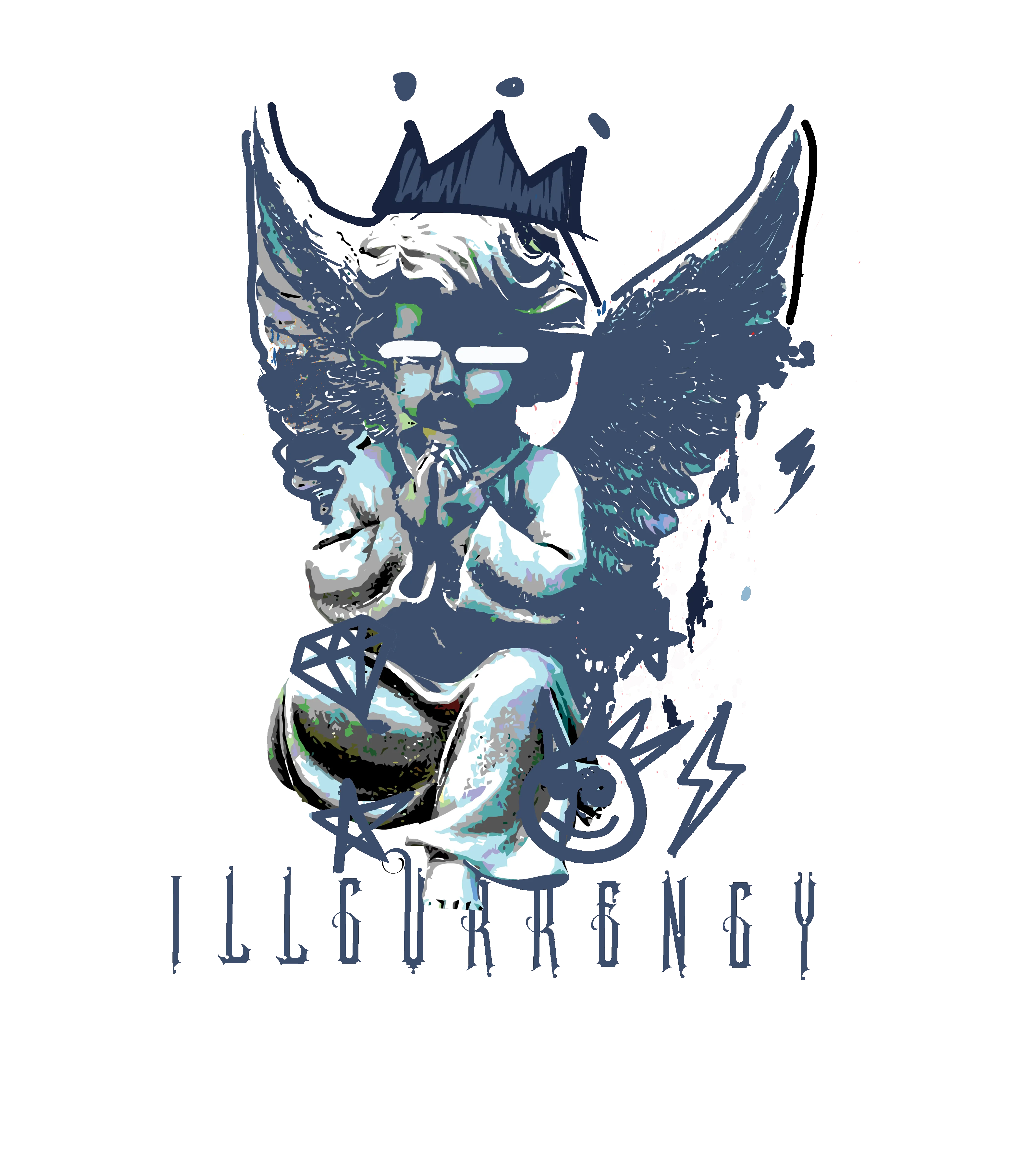 Air Jordan 11 Low Diffused Blue White T-Shirt (Graffiti Angel)| illcurrency