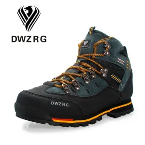 Amozae--DWZRG Men Hiking Shoes Waterproof Leather Shoes Climbing & Fishing Shoes New Popular Outdoor Shoes Men High Top Winter Boots