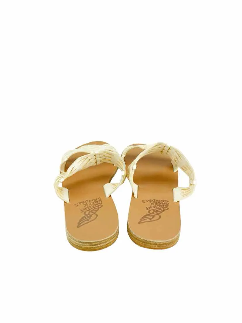 Ancient Greek Sandals Women's Handmade Leather Slide Sandals Ivory 39 (US 9)