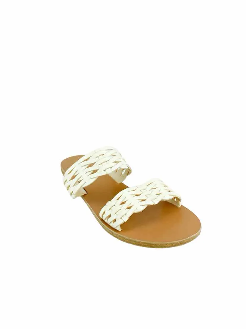 Ancient Greek Sandals Women's Handmade Leather Slide Sandals Ivory 39 (US 9)