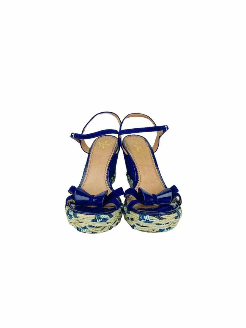 Anthropologie Miss Albright Women's Suede Platform Sandal Royal Size 8.5