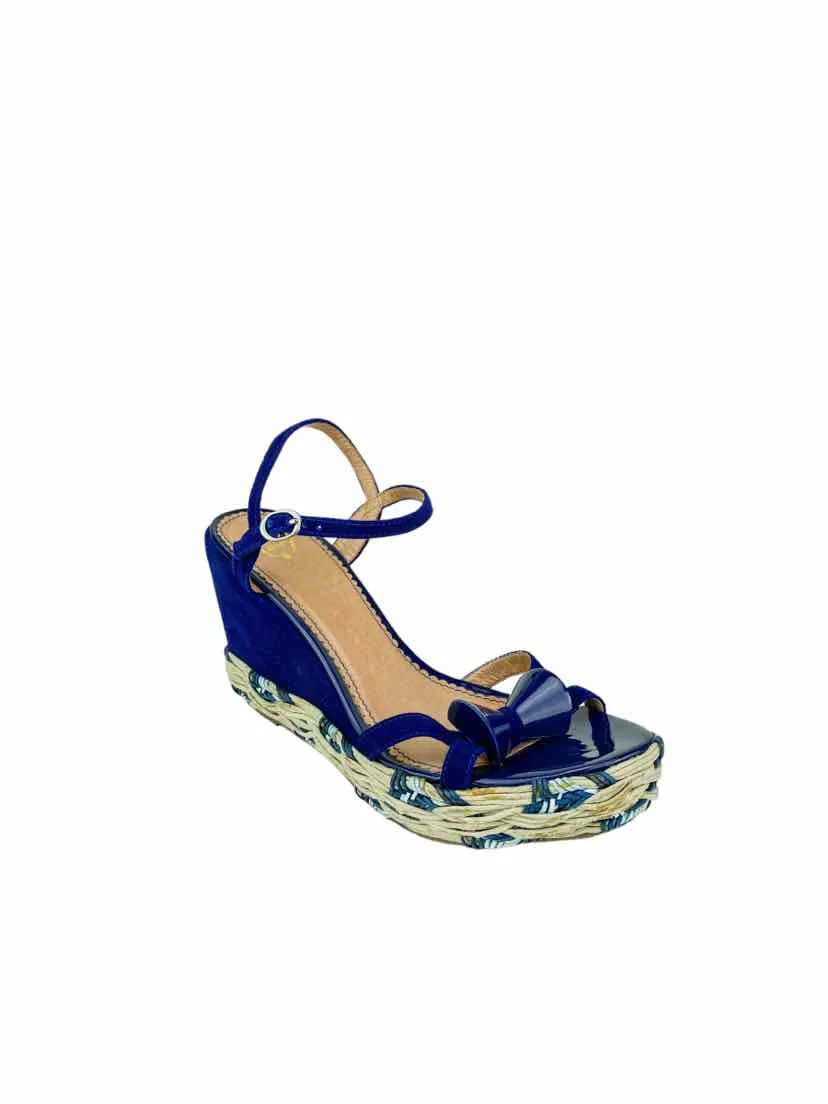 Anthropologie Miss Albright Women's Suede Platform Sandal Royal Size 8.5