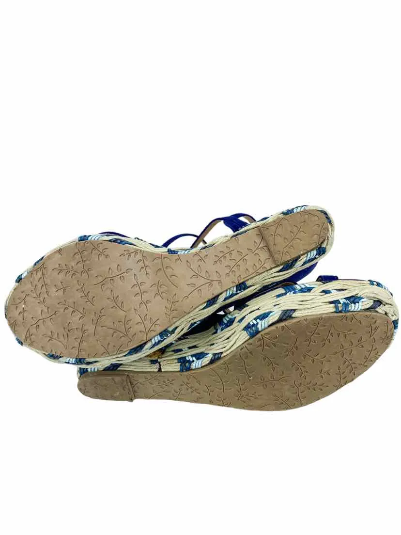 Anthropologie Miss Albright Women's Suede Platform Sandal Royal Size 8.5