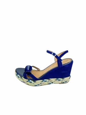 Anthropologie Miss Albright Women's Suede Platform Sandal Royal Size 8.5